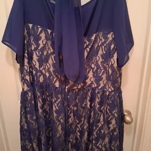 Julian Taylor-Stylish Blue Lace Overlay Dress SIZE 20W NWT